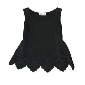ROMWE Black Scalloped Hem Tank Top